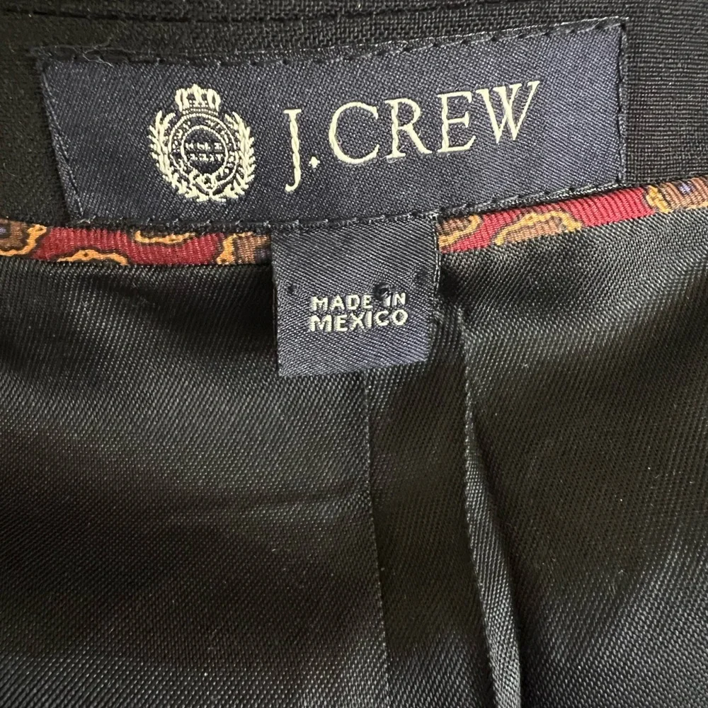 J Crew Italian Wool Blazer 42L Navy Blue 3 Button Classic Tailored Old Money